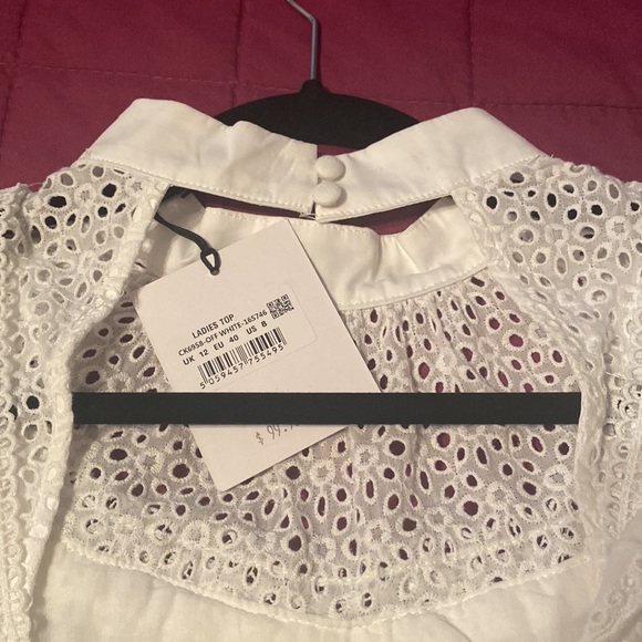 NWT GLAMOROUS 100% cotton UNIQUE white blouse size 8 - Picture 7 of 11